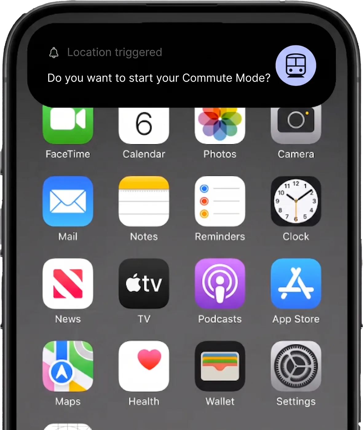 Lock screen notification: Do you want to start your Commute Mode?