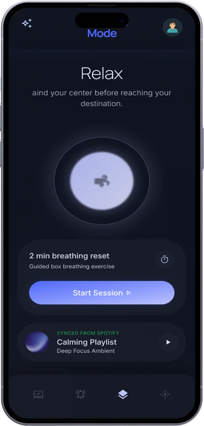 Relax: a 2-minute breathing reset and a calming playlist