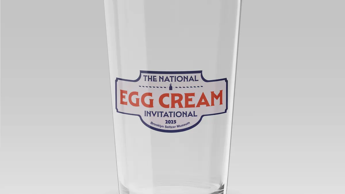 Brooklyn Seltzer Museum: Egg Cream event banner + logo